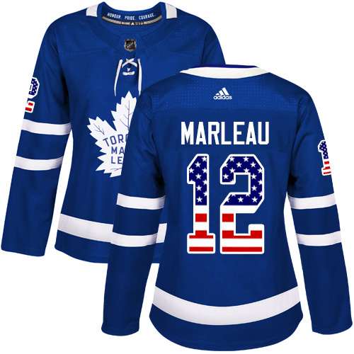 Adidas Maple Leafs #12 Patrick Marleau Blue Home Authentic USA Flag Women's Stitched NHL Jersey - Click Image to Close